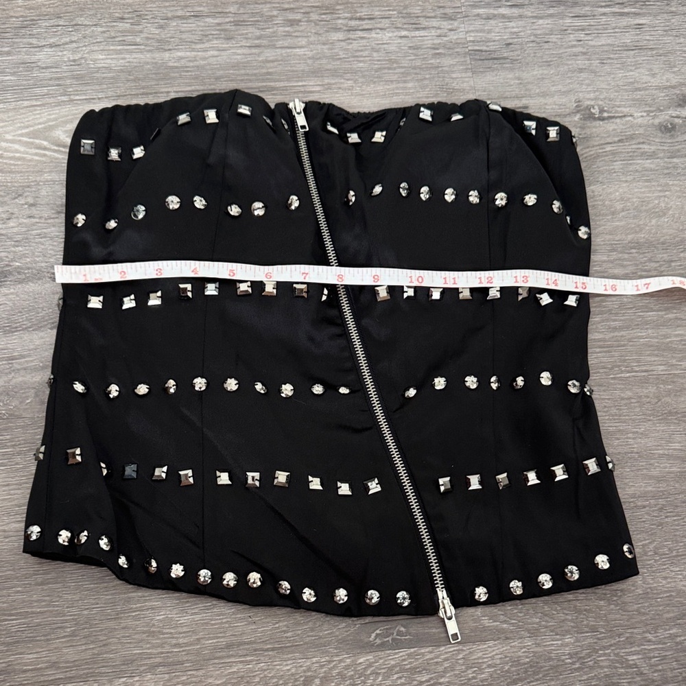 Wet Seal Black Satin Corset Top with Silver Studs - Picture 5 of 10